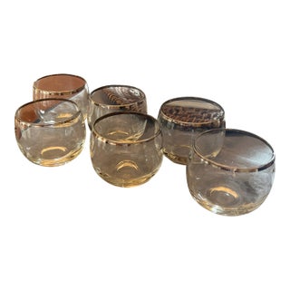 1960s Dorothy Thorpe Silver Rimmed Bar Glasses Set of 6 For Sale