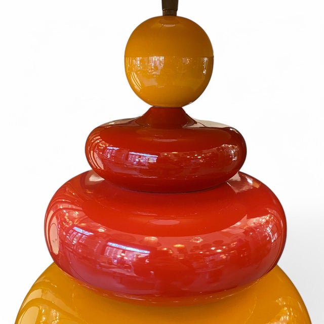 Mid-Century Modern Albret Red and Yellow Ceramic Lamp, 1980s For Sale - Image 3 of 6