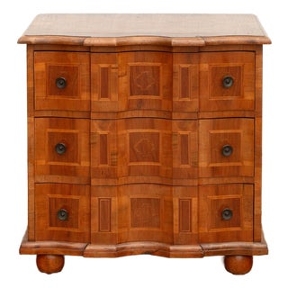 Mid Century Italian Serpentine Walnut Small Dresser For Sale