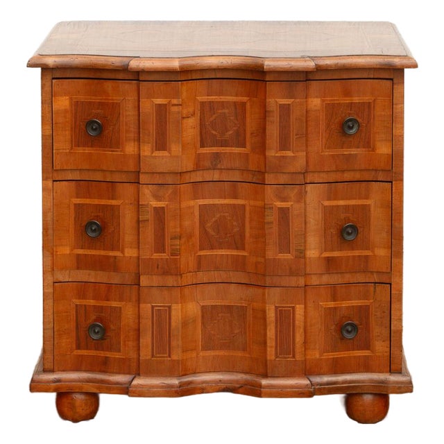 Mid Century Italian Serpentine Walnut Small Dresser For Sale