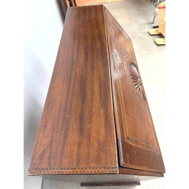 Brown Antique Chippendale Style Mahogany Block Front Secretary Desk With Shell Carving For Sale - Image 8 of 13