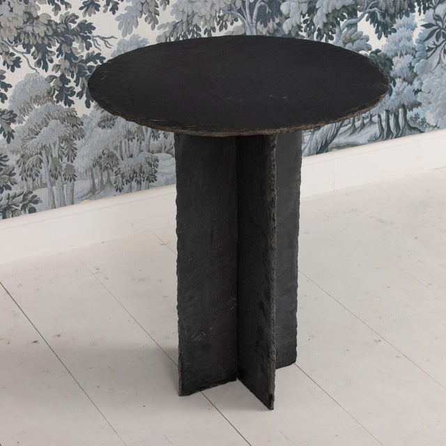 19th C. French Round Slate Side Table For Sale - Image 10 of 14