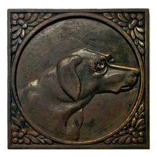 Vintage Iron Plaque of a Hunting Dog For Sale