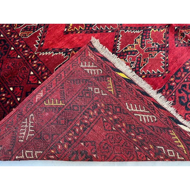 Vintage Afghan Ersari Khamyab Diamond Chain Tribal Rug - 9'2" X 6'0" For Sale - Image 14 of 14