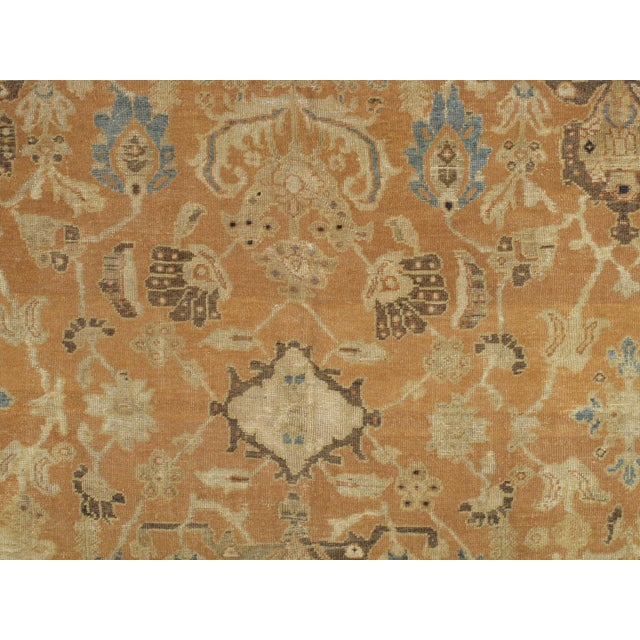 Textile Antique Persian Sultanabad Carpet, Handmade Oriental Rug, Brown, Peach Soft Blue For Sale - Image 7 of 9