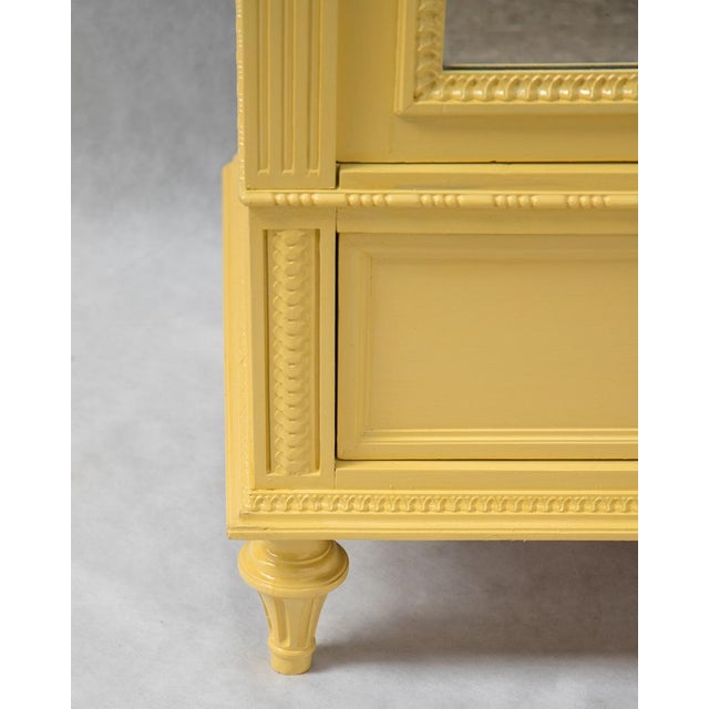 Louis XVI Yellow Painted Mirror Door Armoire For Sale - Image 10 of 14