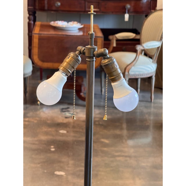 Black 1950s Painted Floor Lamp With Tole-Style Shade and Carved Paw-Foot Base For Sale - Image 8 of 11