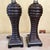 Vintage Uttermost Carved Wood-Finish Urn Table Lamps With Damask Shades – Pair For Sale In Washington DC - Image 6 of 18