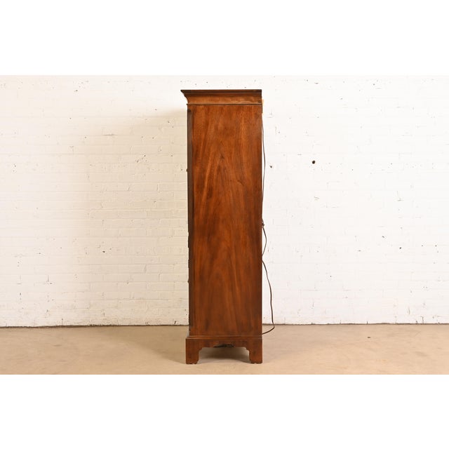 Henredon Georgian Carved Mahogany Lighted Bar Cabinet For Sale - Image 12 of 14