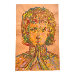 Contemporary Original E.J.Hartmann Abstract Portrait Painting Signed For Sale