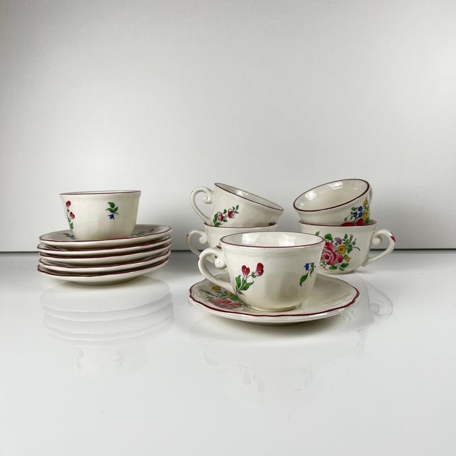 Vintage Coffee Cups with Saucers in Streetlight Pattern from KG Lunéville, 1950s, Set of 6 For Sale - Image 11 of 13