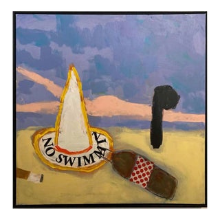 Swimmer (Framed Contemporary Abstract Multimedia Painting), Guy Lyman For Sale