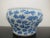 Late 19th Century Chinese Blue Porcelain Peonies Scroll Cache Spittoon Planter Pot Bowl For Sale - Image 5 of 9