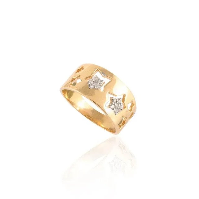 Art Deco Celestial Diamond Wide Band Ring Size 7 (All Sizes Available) For Sale - Image 3 of 6
