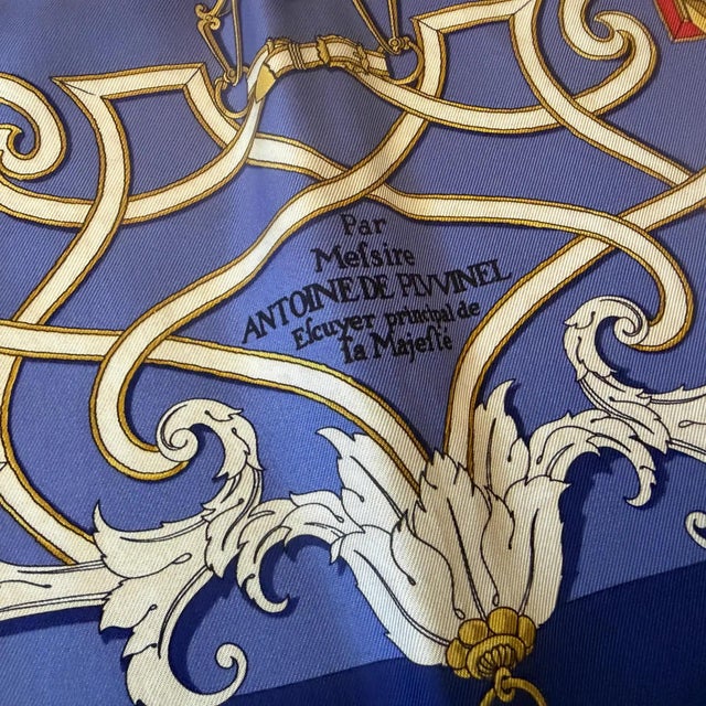 21st Century Full Set 41x41 Cm Navy Silk Scarf by Hermès For Sale - Image 11 of 15
