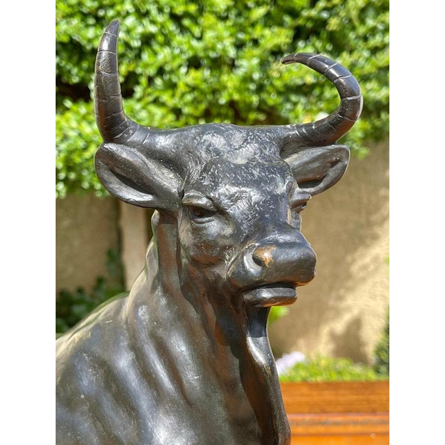 Bronze Roman Bull with Brown Patina attributed to A. Clesinger, 19th Century For Sale - Image 3 of 16