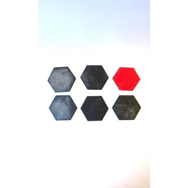 Italian Black Marble Cocktail Drink Coasters With Holder, Circa 1970s, Set of 6 For Sale - Image 9 of 9