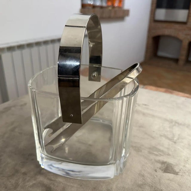 A 1970s Modern Arnolfo Di Cambio Ice Bucket With a Lino Sabattini Ice Tongs For Sale - Image 10 of 12