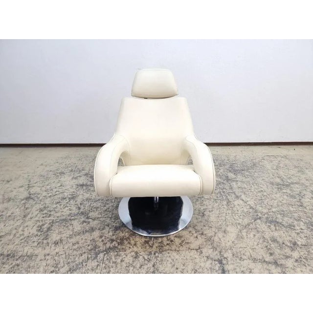 Real Leather Swivel Armchair For Sale - Image 4 of 13