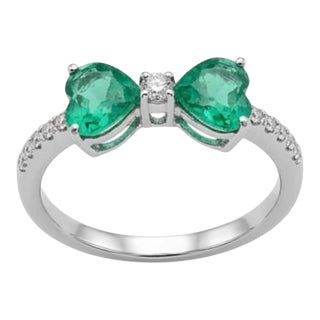 Natural 18k Gold Emerald Halo Ring With 0.15ct Diamonds, New For Sale