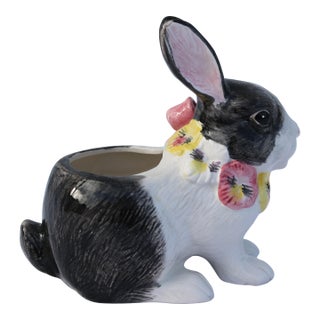 1991 Fitz and Floyd Bunny Rabbit and Pansies Creamer Pansy Parade For Sale