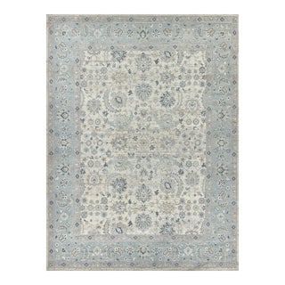 Exquisite Rugs Harper Hand-Knotted New Zealand Wool Ivory/Light Blue Rug-12'X15' For Sale