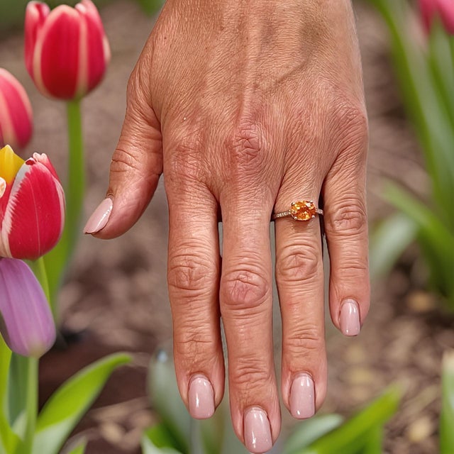 Natural Orange Sapphire Diamond Ring 6.75 14k W Gold 2.6 TCW Certified For Sale - Image 9 of 18