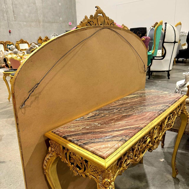 Glass French Style Gold Floor Mirror For Sale - Image 7 of 9