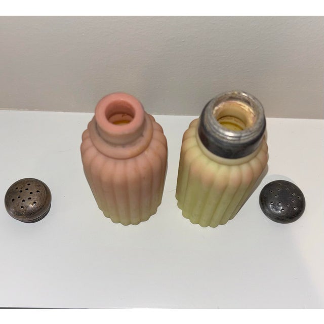 Victorian Late 19th Century Mt. Washington Burmese Art Glass Salt & Pepper Shakers - A Pair For Sale - Image 3 of 12