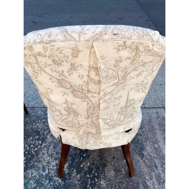 1970s White Muslin Arm & Side Dining Chairs - Set of 6 For Sale - Image 10 of 13
