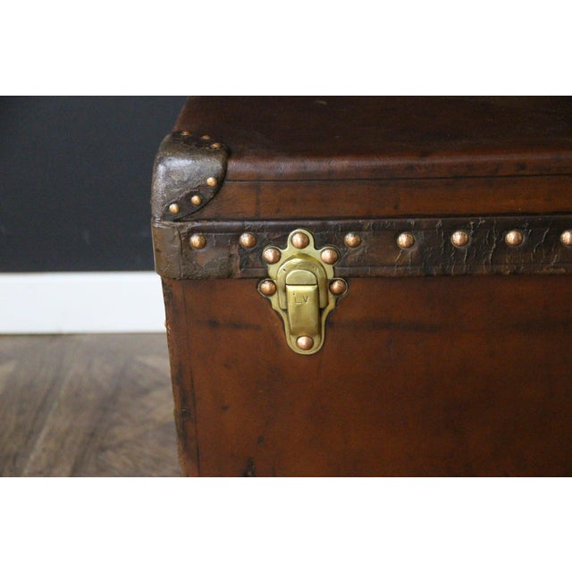 Antique Leather Trunk from Louis Vuitton, 1900s For Sale - Image 3 of 18