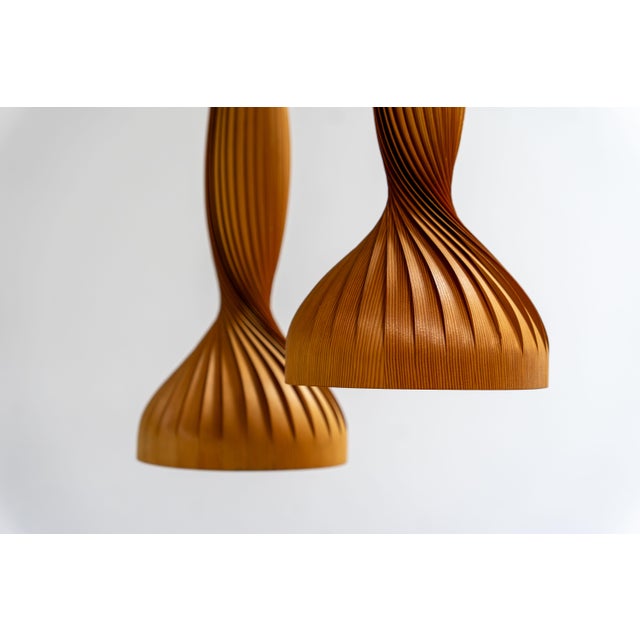 Rare pair of scandinavian pendant lights from hans-agne jakobsson’s ellysett series, produced in the 1960s. The softly...
