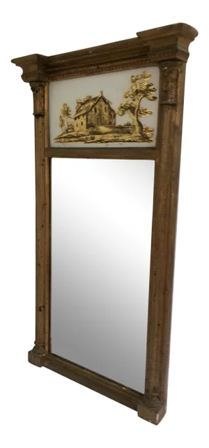 Federal Giltwood Mirror With Reverse Painted Panel