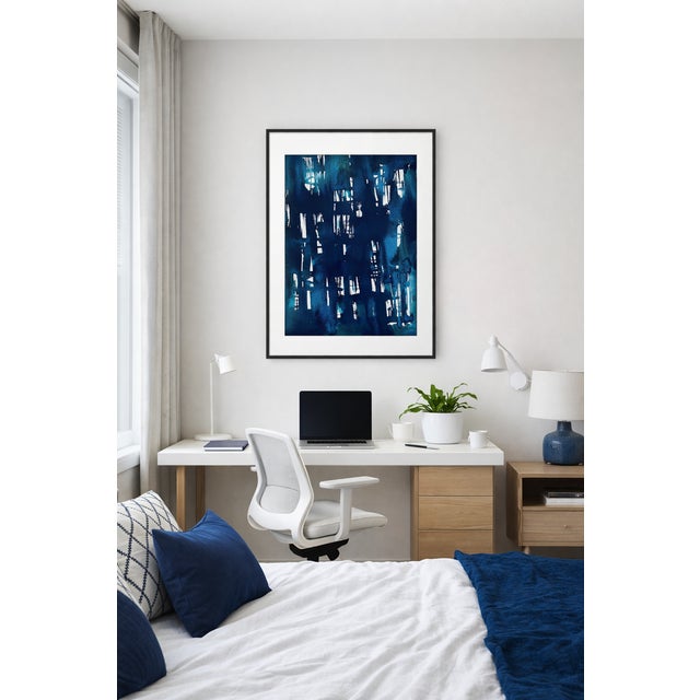 The Blue Night Abstract Ink on Paper For Sale - Image 6 of 7