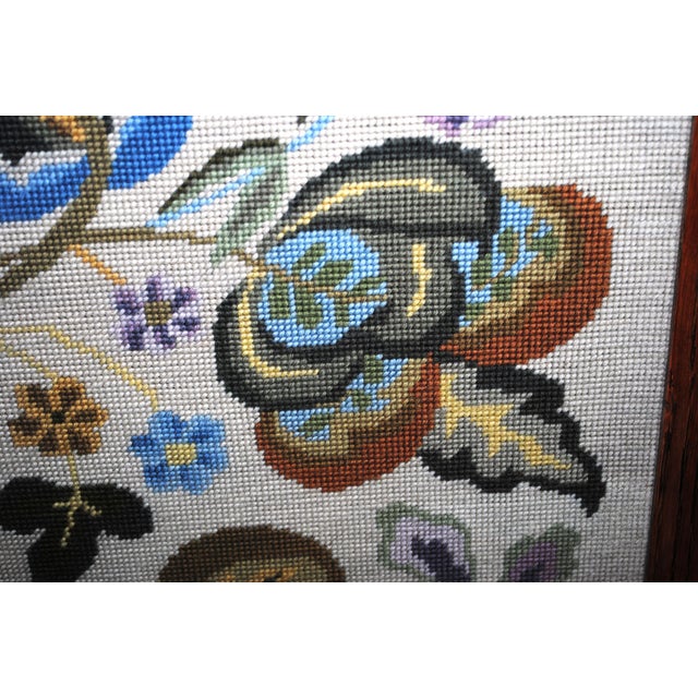 Antique Jacobean Designed Needlepoint Fireplace Screen For Sale - Image 6 of 10