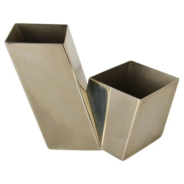 Italian Sculptural Metal Vase, 1960s For Sale - Image 10 of 10
