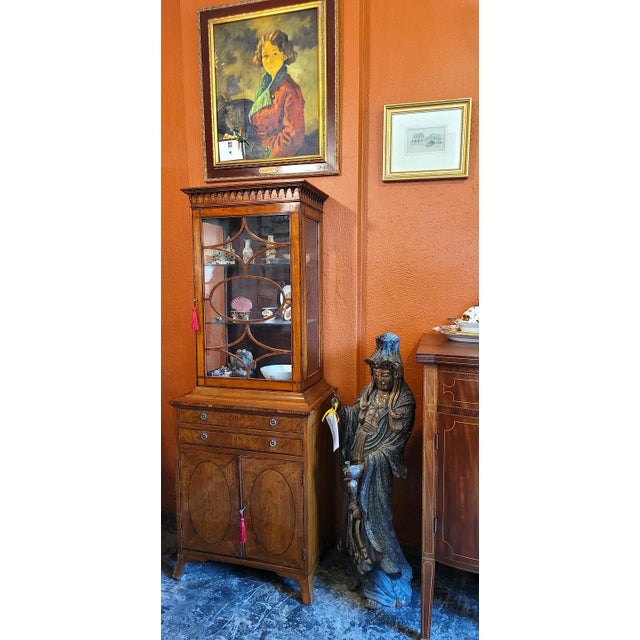 18c Irish Sheraton Satinwood Display Cabinet For Sale - Image 10 of 11