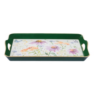 Wildflower Insect Print Tray with Handles 17"L For Sale