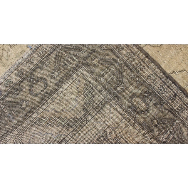 Antique Turkish Oushak With Stylized Medallion Design in Muted Neutral Tones For Sale In Atlanta - Image 6 of 7