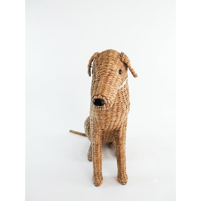 Large 27" Life-Size Hand-Woven Wicker Airedale Terrier Sculpture — Made in the Philippines For Sale - Image 10 of 12