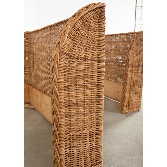 Pair of Organic Modern Woven Rattan Wicker Wingback Headboards For Sale - Image 15 of 17