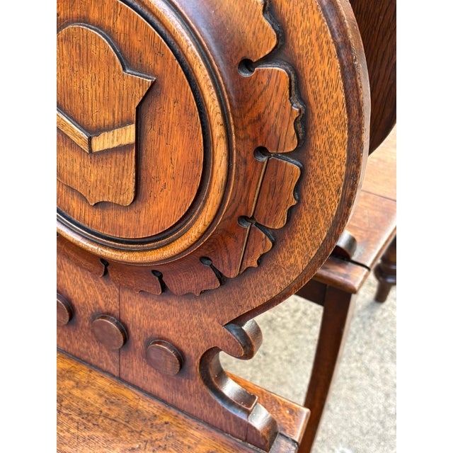 Pair of Early 19th Century English Regency Oak Hall Chairs With Carved Backs For Sale - Image 15 of 18