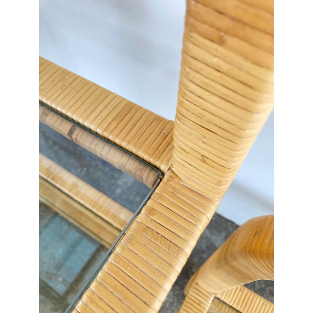 Vintage MCM Wrapped Rattan Shelving Unit, 2 Pieces For Sale - Image 10 of 10