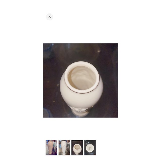 American Vintage Lenox Rose Blossom Vase Crafted From Ivory Porcelain With 24k Gold Trim. For Sale - Image 3 of 11