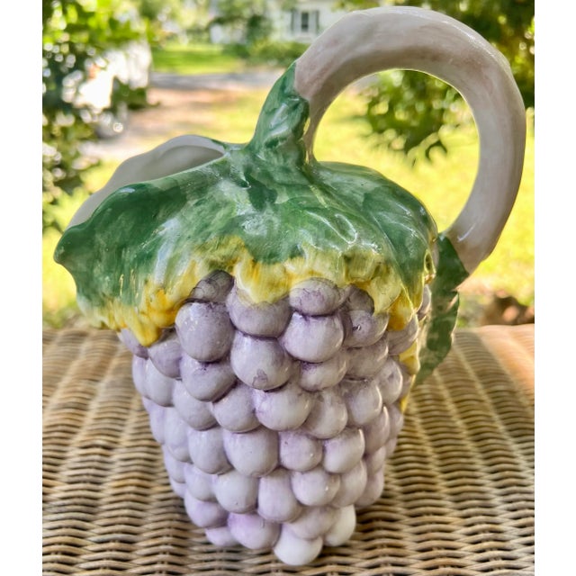 Italian Tromp L’oeil Majolica Ceramic Grape Pitcher For Sale In Charleston - Image 6 of 12