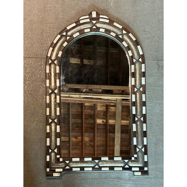 Vintage Bone Inlay Arched Wall Mirror For Sale In West Palm - Image 6 of 14
