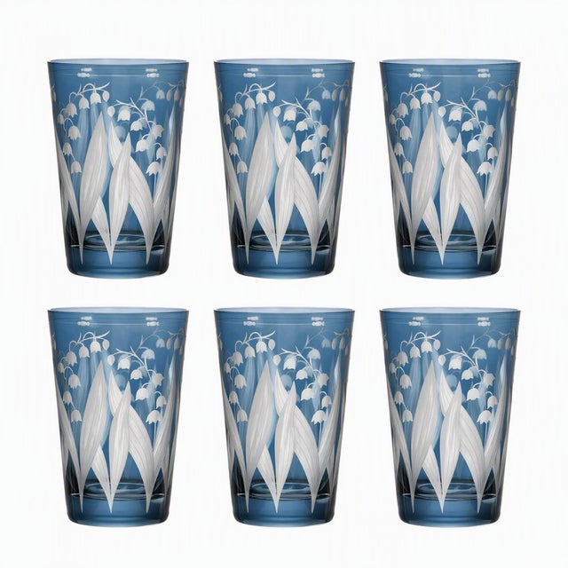 French Country ARTEL Lily of the Valley Tumbler in Slate, Set of 6 For Sale - Image 3 of 3