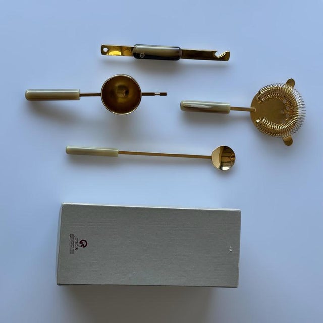 Vintage 24-Karat Gold-Plated Cocktail Set from Guzzini, Italy, 1970s, Set of 4 For Sale - Image 3 of 11