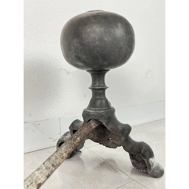 Bronze Fireplace Chimney Lighters, Italy, 1940s, Set of 2 For Sale - Image 4 of 8