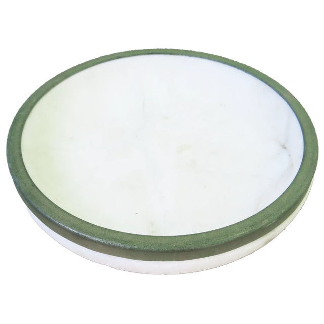 Contemporary Marble & Verdigris Brass Shallow Bowl / Wine Coaster For Sale - Image 3 of 3